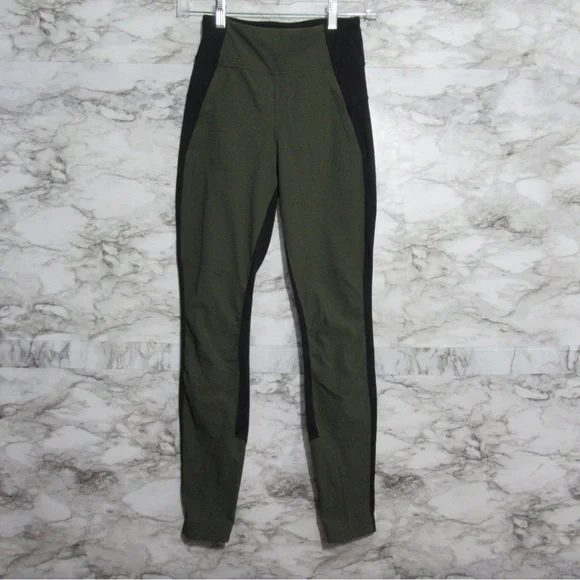 ATHLETA Highline Hybrid Ankle Tight Leggings Green and Black Size 2 - Picture 3 of 16